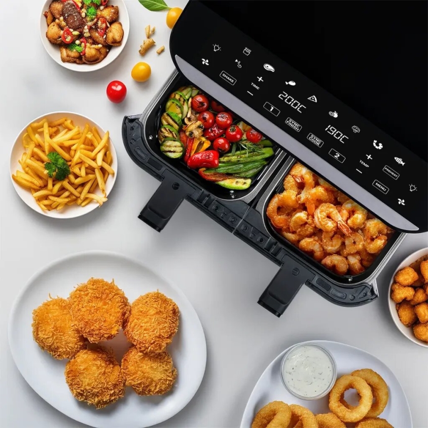 TESLA Electronics AirCook - Večnamenski dvojni digitalni cvrtnik na vroč zrak 9 l 2400W/230V