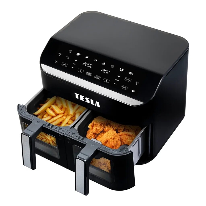 TESLA Electronics AirCook - Večnamenski dvojni digitalni cvrtnik na vroč zrak 9 l 2400W/230V