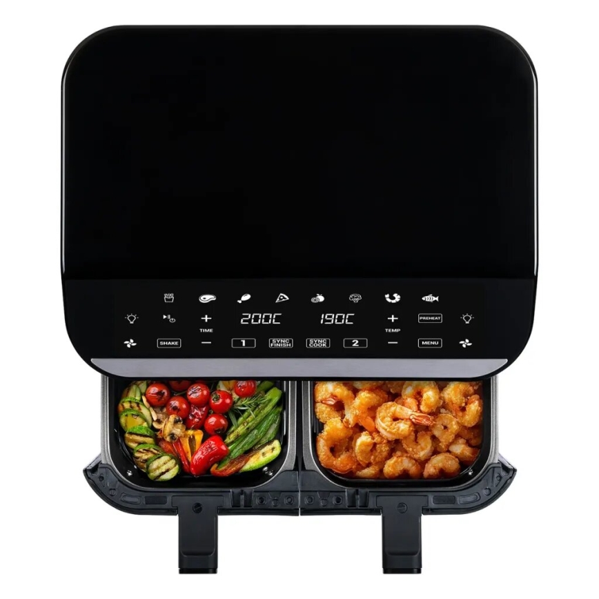 TESLA Electronics AirCook - Večnamenski dvojni digitalni cvrtnik na vroč zrak 9 l 2400W/230V