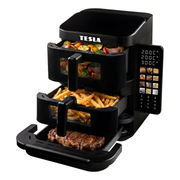 TESLA Electronics AirCook - zračna friteza s tremi conami, 14,5 l, 2800 W / 230 V, črna
