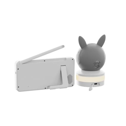 TESLA Electronics Bambino - Pametna otroška varuška z monitorjem 4 MP 2560p 5V 5000 mAh Wi-Fi Tuya siva/bela