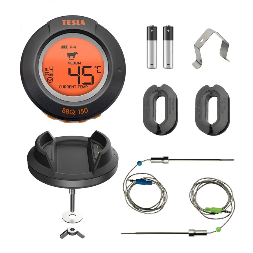 TESLA Electronics Cook - Digitalni termometer za meso s sondo 0-400 °C 2xAA IP65