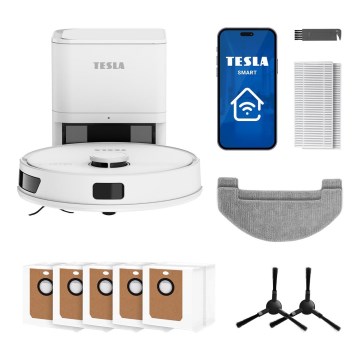 TESLA Electronics RoboStar - Pameten robotski sesalnik 3 v 1, 3200 mAh, Wi‑Fi, bel