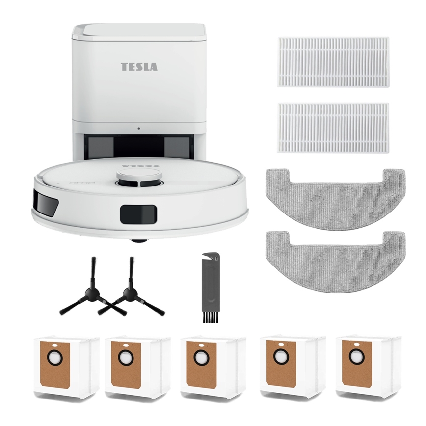TESLA Electronics RoboStar - Pameten robotski sesalnik 3 v 1, 3200 mAh, Wi‑Fi, bel
