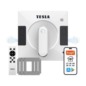 TESLA Electronics RoboStar - Pametni čistilec oken z dvojnim pršenjem vode 72W/230V/500 mAh Wi-Fi + Daljinski upravljalnik