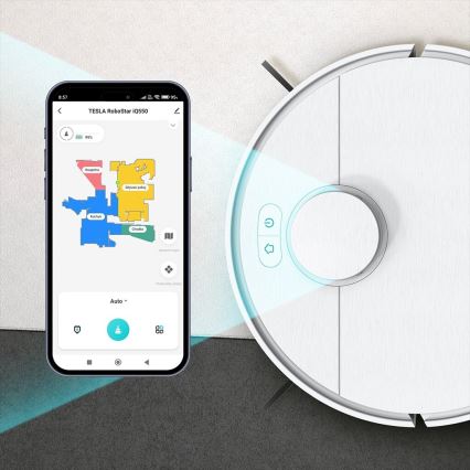 TESLA Electronics RoboStar - Pametni robotski sesalnik 2v1 2550 mAh Wi-Fi bela