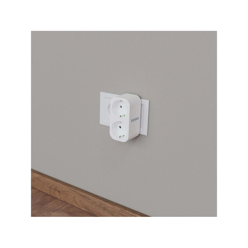 TESLA Smart - Pametna vtičnica splitter 2x16A/230V Tip F Wi-Fi Tuya