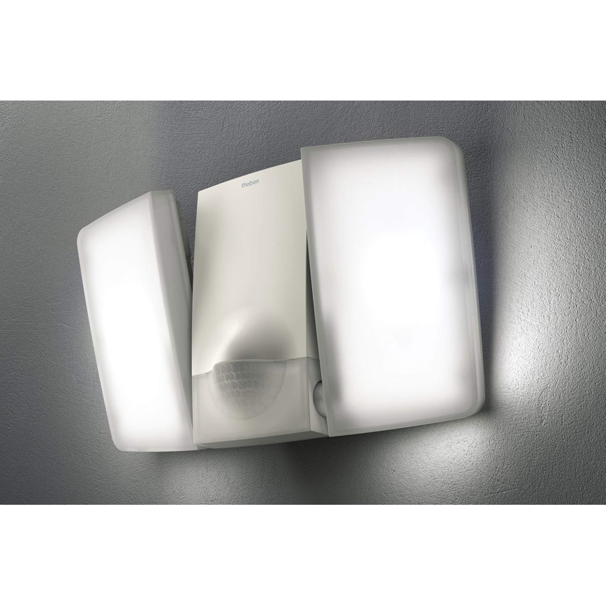 theben - stenski LED reflektor s senzorjem 2xLED/10W/230V bela IP55