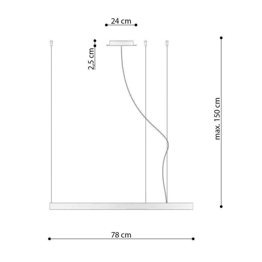 Thoro TH.174 - LED Lestenec na vrvici RIO LED/50W/230V CRI 90 3000K pr. 78 cm zlata
