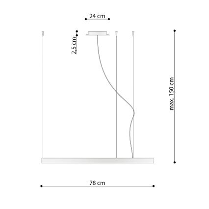 Thoro TH.181 - LED  Lestenec na vrvici RIO LED /50W/230V CRI 95 4000K pr. 78 cm zlata