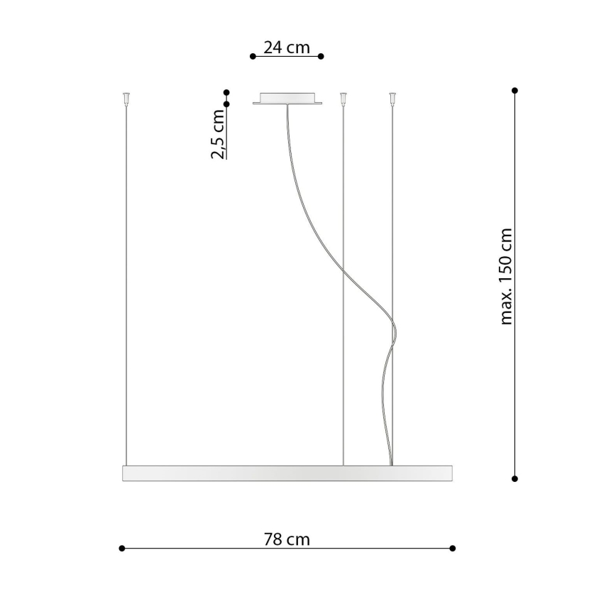 Thoro TH.181 - LED  Lestenec na vrvici RIO LED /50W/230V CRI 95 4000K pr. 78 cm zlata