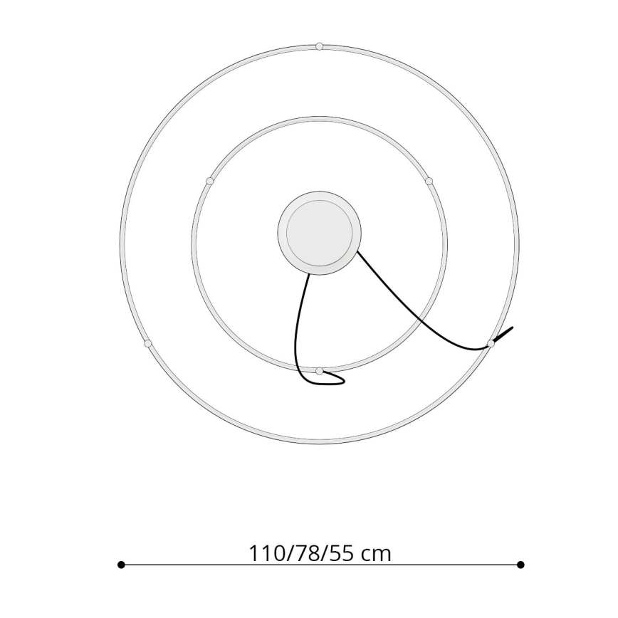 Thoro TH.214 - LED Lestenec na vrvici RIO LED/80W/230V CRI 90 3000K zlata