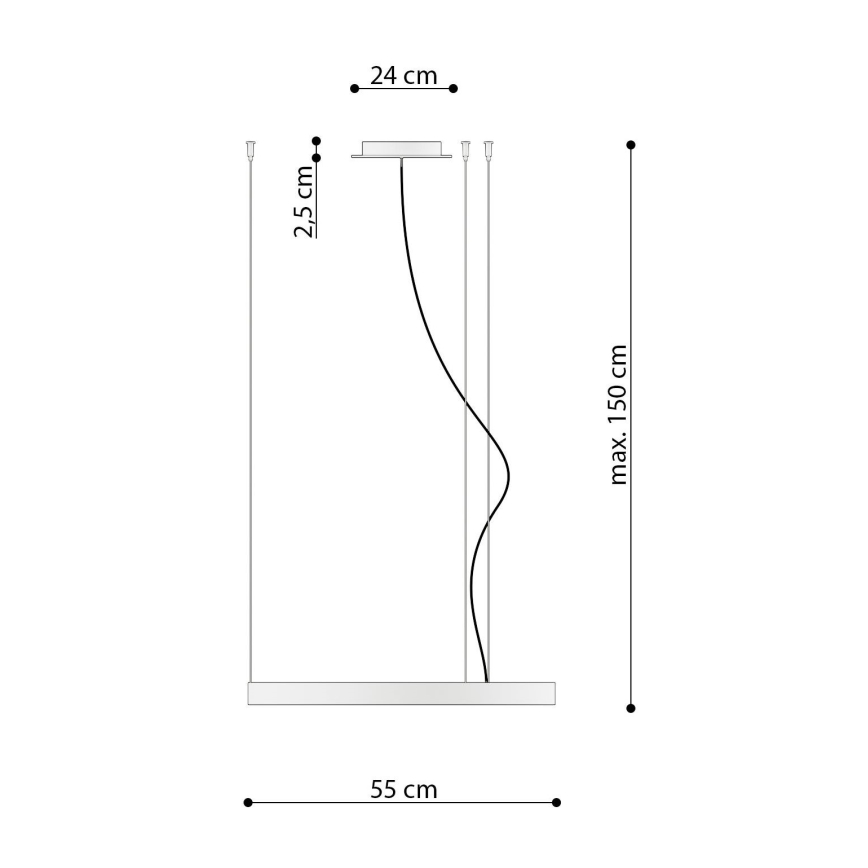 Thoro TH.216 - LED Lestenec na vrvici RIO LED/30W/230V CRI 90 3000K pr. 55 cm zlata