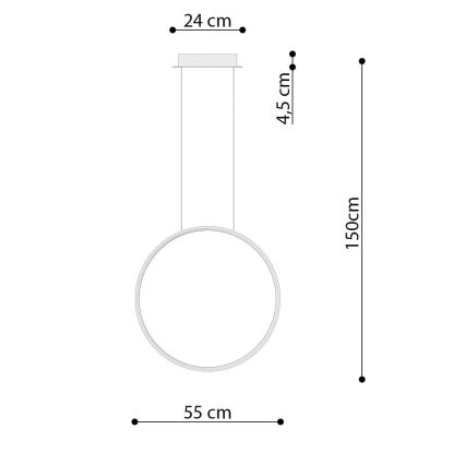 Thoro TH.220 - LED Lestenec na vrvici RIO LED/30W/230V CRI 90 3000K pr. 55 cm zlata