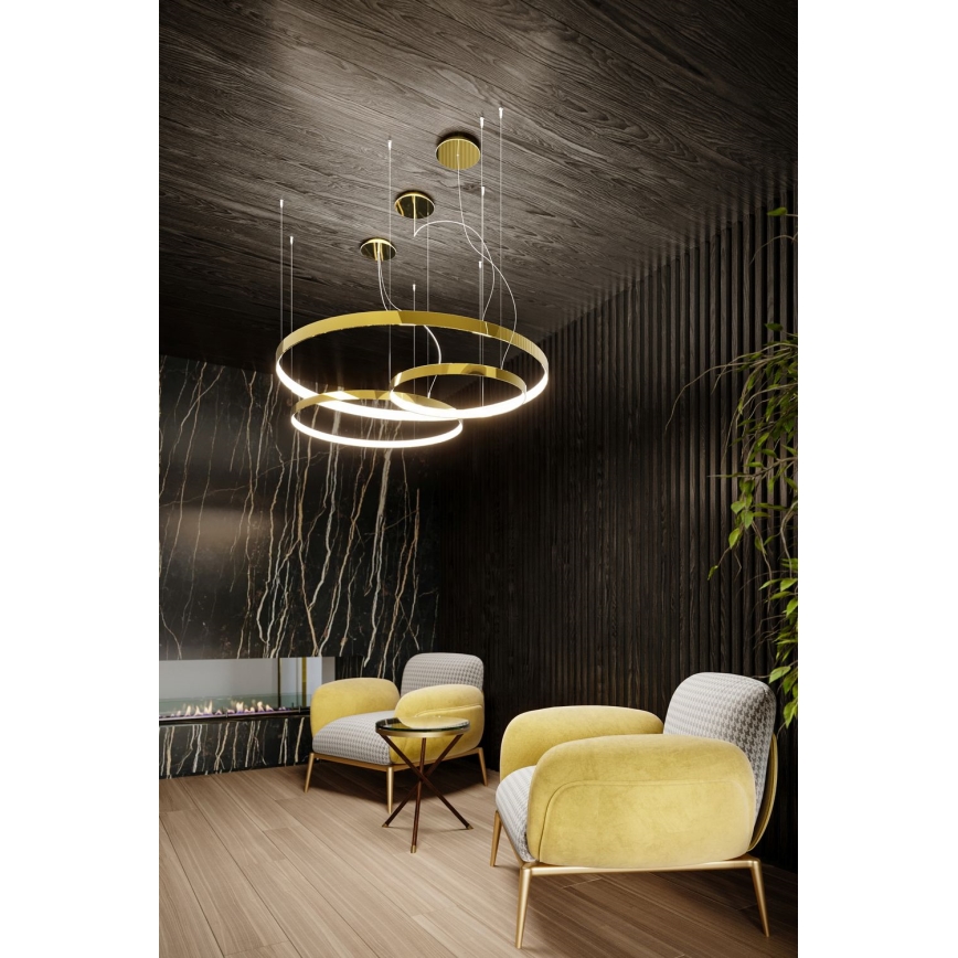 Thoro TH.246 - LED Lestenec na vrvici RIO LED/50W/230V CRI 90 3000K pr. 78 cm zlata