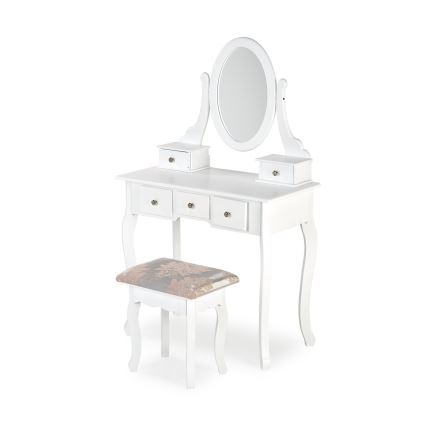 Toaletna miza SARA 80x130 cm + stolček 45x37 cm bela