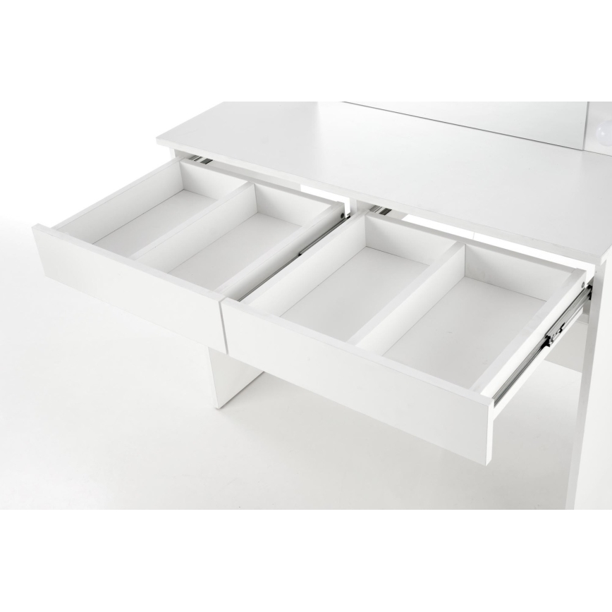 Toaletna miza z LED osvetlitvijo HOLLYWOOD 140x94 cm bela
