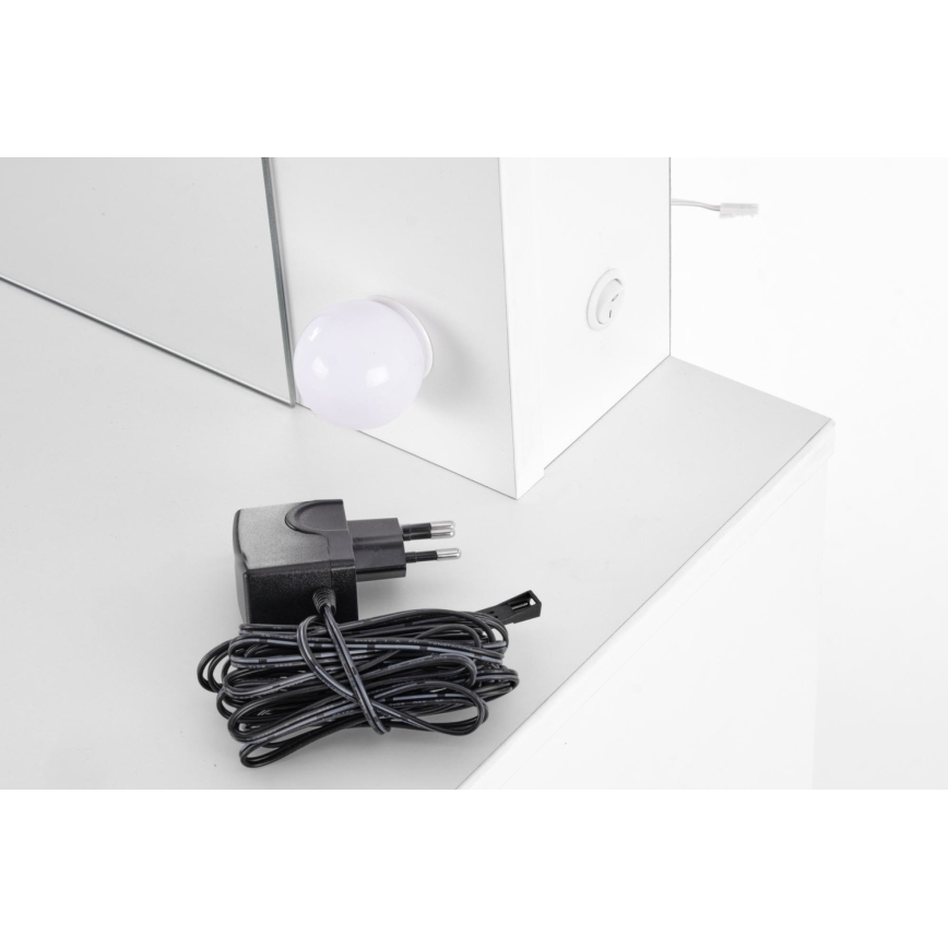 Toaletna miza z LED osvetlitvijo HOLLYWOOD 140x94 cm bela