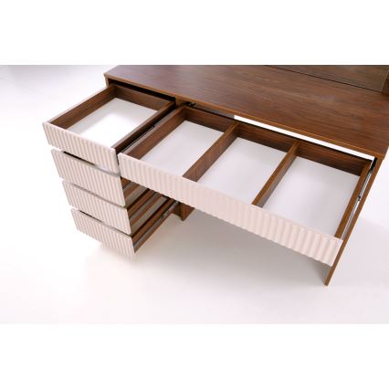Toaletna mizica AMORIO 120x55 cm kašmir/orehov dekor