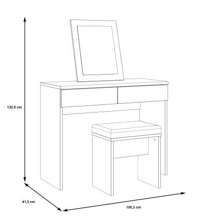 Toaletna mizica ERO + tabure rjava/črna