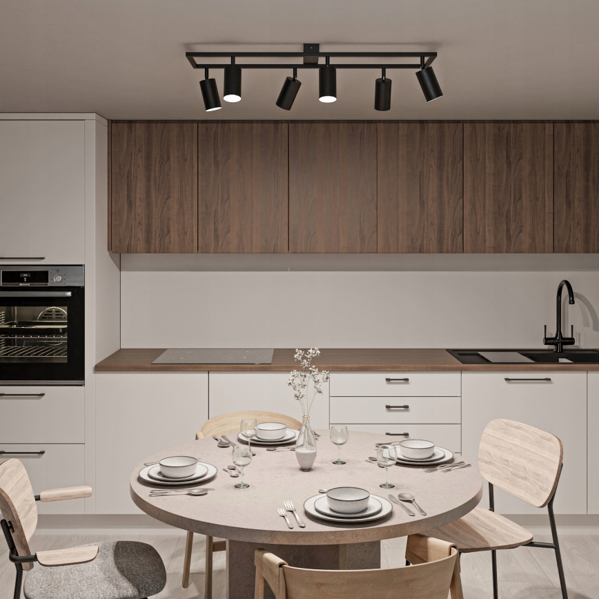 Točkovna svetilka 6xGU10/30W/230V črna