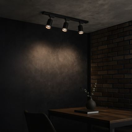 Točkovna svetilka v tirnem sistemu PIPE 3xGU10/10W/230V črna