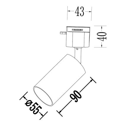 Točkovna svetilka za enofazni tirni sistem TIGER 1xGU10/10W/230V, črna