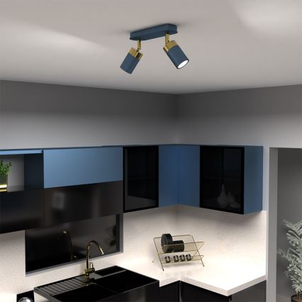 Točkovno svetilo JOKER 2xGU10/25W/230V, modro/zlato