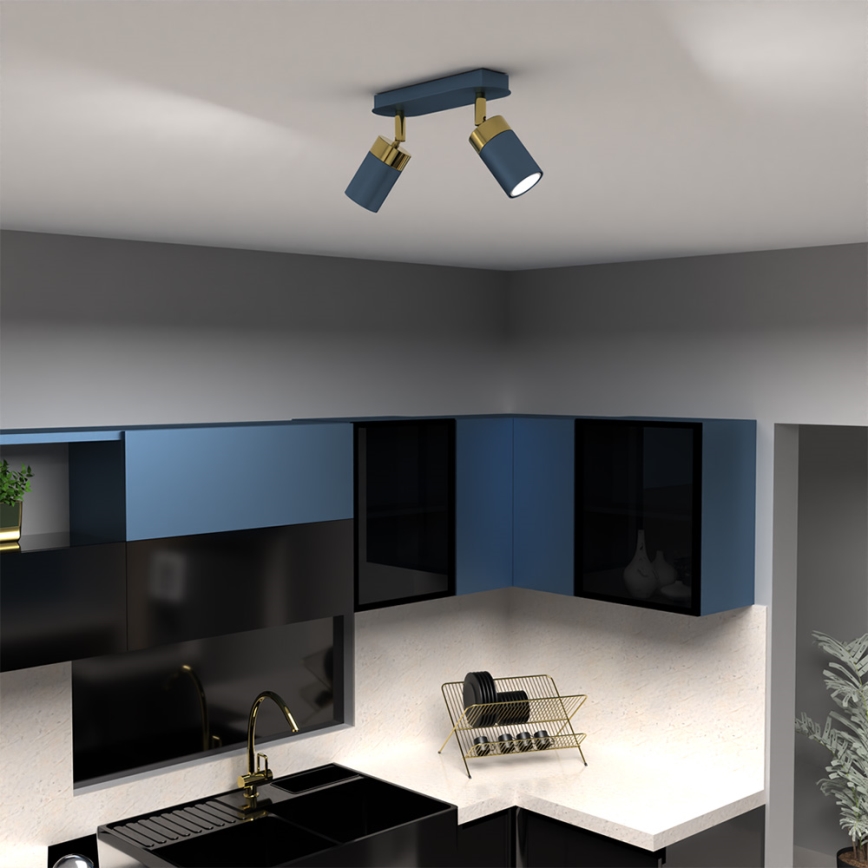 Točkovno svetilo JOKER 2xGU10/25W/230V, modro/zlato