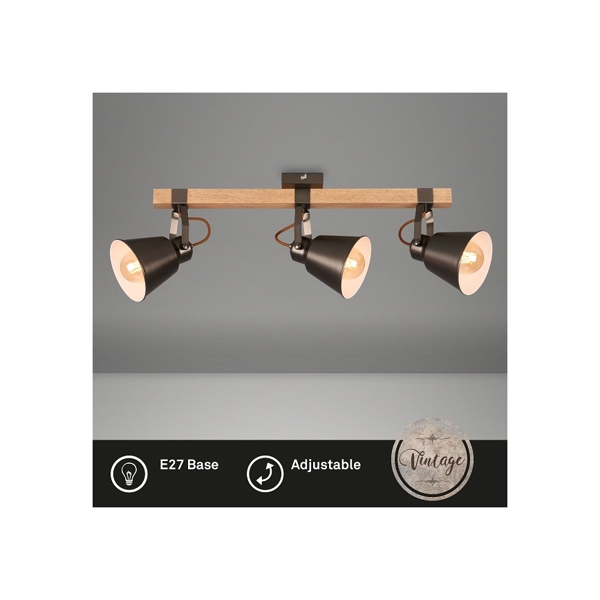 Točkovno svetilo RETRO 3xE27/40W/230V rjavo