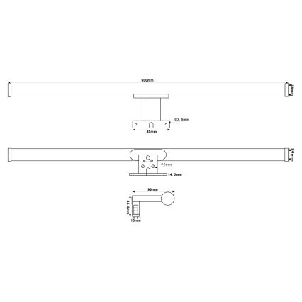 Top Light - LED Kopalniška luč za osvetlitev ogledala OREGON LED/9W/230V 60 cm IP44