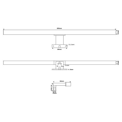 Top Light - LED Kopalniška luč za osvetlitev ogledala OREGON LED/9W/230V 60 cm IP44