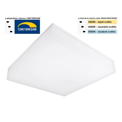 Top Light - LED Zatemnitven stropna stenska svetilka BOXTER LED/12/18/24W/230V IP54 3000/4000/6500K 28x28 cm