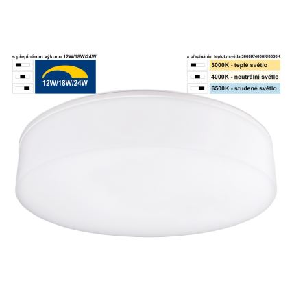 Top Light - LED Kopalniška zatemnitvena stropna svetilka BOXTER LED/12/18/24W/230V IP54 3000/4000/6500K pr. 28 cm