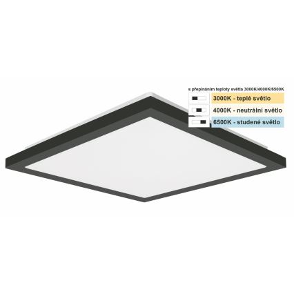 Top Light - LED Kopalniška stropna svetilka ONYX LED/10W/230V IP44 3000/4000/6500K 28x28 cm črna