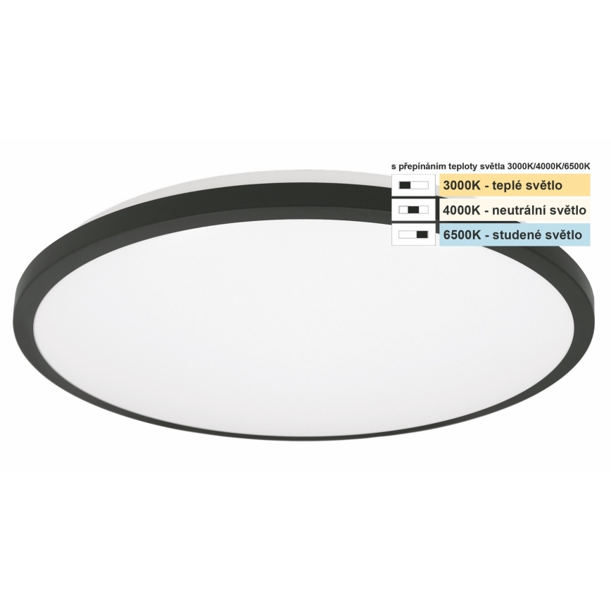 Top Light - LED Kopalniška stropna svetilka ONYX LED/10W/230V IP44 3000/4000/6500K pr. 29 cm črna