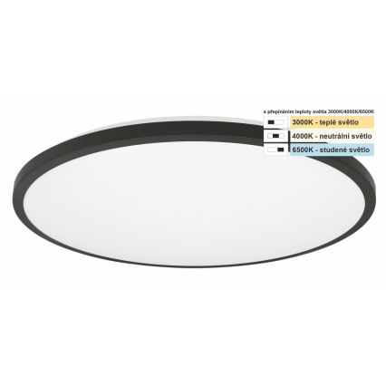 Top Light - LED Kopalniška stropna svetilka ONYX LED/18W/230V IP44 3000/4000/6500K pr. 34 cm črna