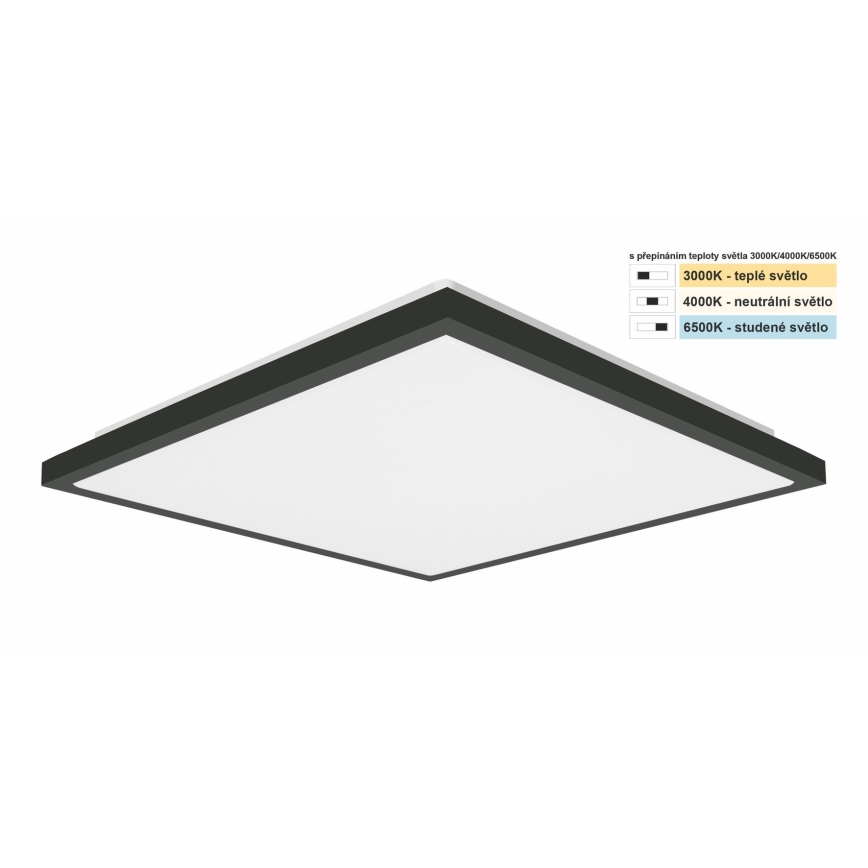 Top Light - LED Kopalniška stropna svetilka ONYX LED/24W/230V IP44 3000/4000/6500K 38x38 cm črna