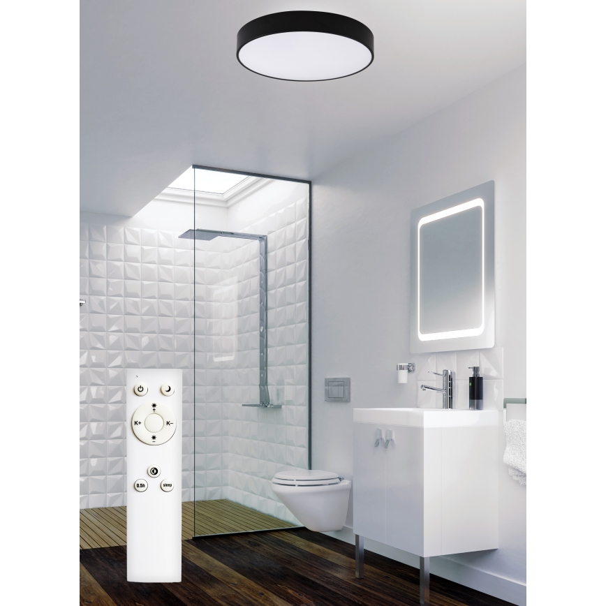 Top Light - LED Kopalniška zatemnitvena stropna svetilka PETAL LED/48W/230V IP44 3000-6500K pr. 48 cm črna + Daljinski upravljalnik