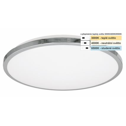 Top Light - LED Kopalniška stropna svetilka SILVER LED/10W/230V IP44 3000/4000/6500K pr. 29 cm sijajni krom