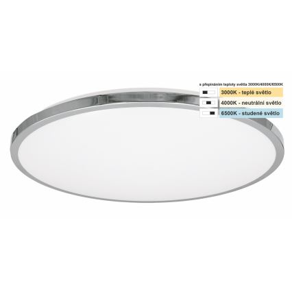Top Light - LED Kopalniška stropna svetilka SILVER LED/18W/230V IP44 3000/4000/6500K pr. 34 cm sijajni krom
