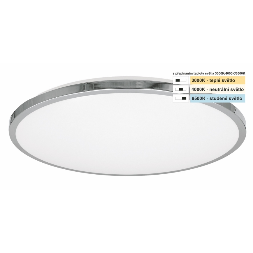 Top Light - LED Kopalniška stropna svetilka SILVER LED/18W/230V IP44 3000/4000/6500K pr. 34 cm sijajni krom