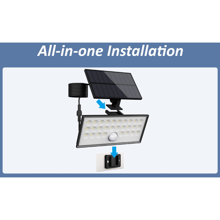 Top Light - LED Solarna stenski reflektor s senzorjem HELEON VARIO LED/8W/3,7V IP65 4000K 2200 mAh + Daljinski upravljalnik