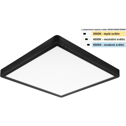 Top Light - LED Stropna svetilka REVIT LED/24W/230V 3000/4000/6500K 30x30 cm črna