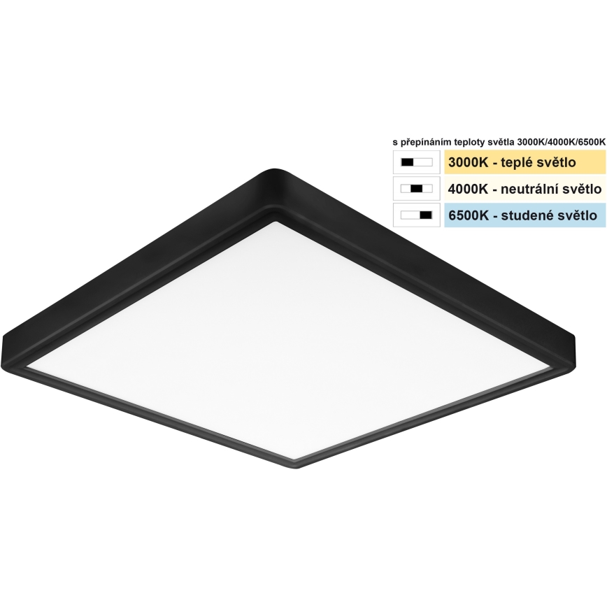 Top Light - LED Stropna svetilka REVIT LED/24W/230V 3000/4000/6500K 30x30 cm črna
