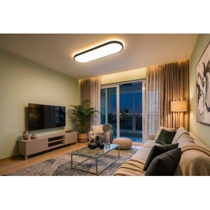 Top Light - LED stropna svetilka z možnostjo zatemnitve, pritrjena ali viseča OVAL LED/36W/230V 3000-6500K črna + z daljinskim upravljalnikom