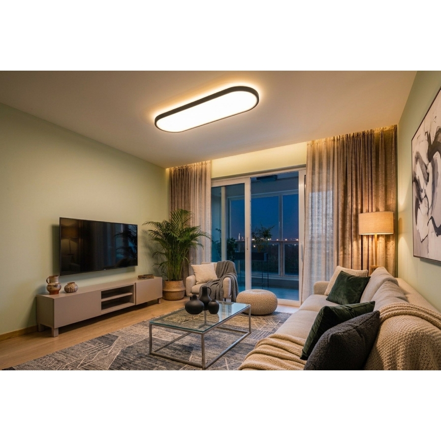 Top Light - LED stropna svetilka z možnostjo zatemnitve, pritrjena ali viseča OVAL LED/36W/230V 3000-6500K črna + z daljinskim upravljalnikom