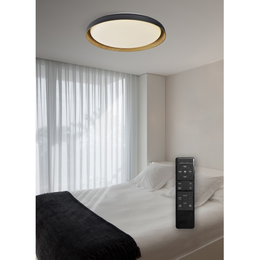Top Light - LED Zatemnitvena stropna svetilka SATELLITE LED/48W/230V 3000-6500K pr. 53 cm črna/rjava + Daljinski upravljalnik