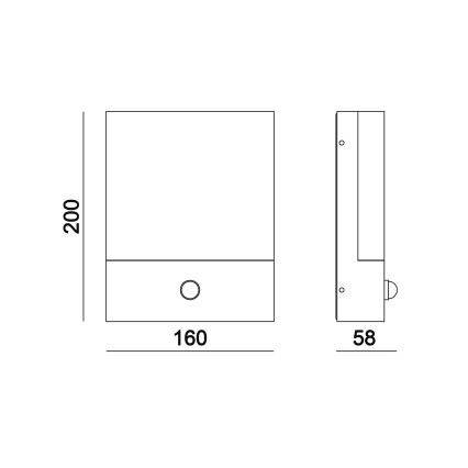 Top Light - LED Zunanja stenska svetilka s senzorjem NOEL LED/10W/230V IP54