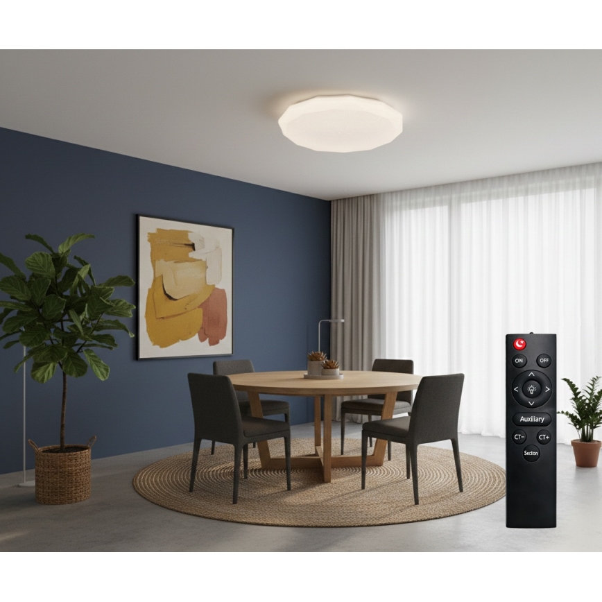 Top Light - LED zatemnljivo kopalniško stropno svetilo SPARKLE LED/60W/230V 3000-6500K IP44, premer 49 cm, bela + daljinski upravljalnik